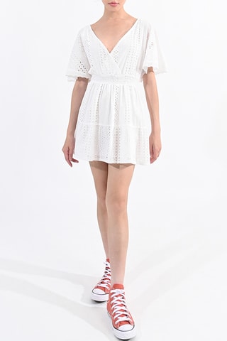 Vestido evasé con bordado inglés - Blanco - Lili Sidonio