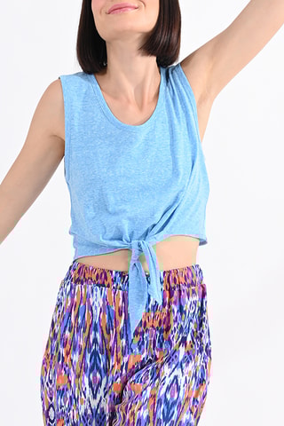 Top anudado - Celeste jaspeado - Lili Sidonio