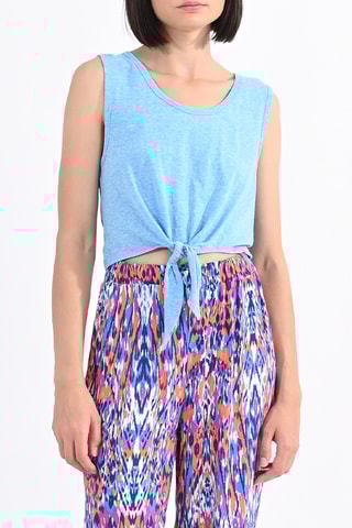 Top anudado - Celeste jaspeado - Lili Sidonio