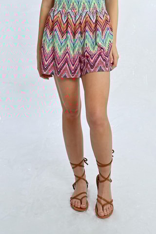 Short de tiro alto - Verde claro y rojo