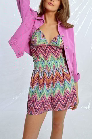 Short de tiro alto - Verde claro y rojo