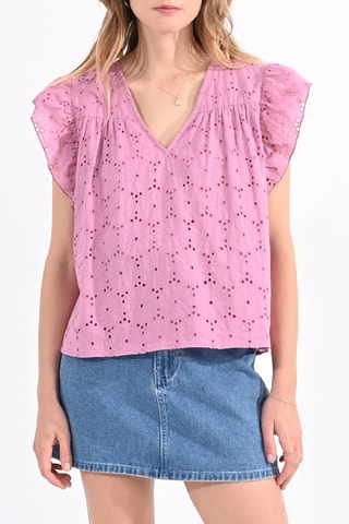 Blusa con bordado inglés - Rosa - Molly Bracken