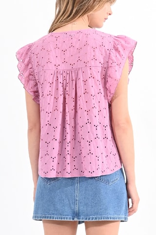 Blusa con bordado inglés - Rosa - Molly Bracken
