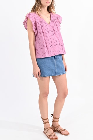 Blusa con bordado inglés - Rosa - Molly Bracken