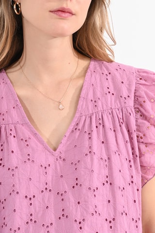 Blusa con bordado inglés - Rosa - Molly Bracken