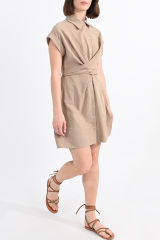 Linnen Blouse-jurk - Kaki - Molly Bracken