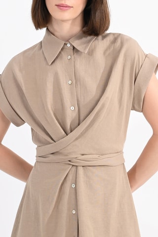 Linnen Blouse-jurk - Kaki - Molly Bracken