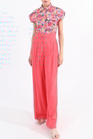 Pantalón de lino de tiro alto - Coral - Lili Sidonio