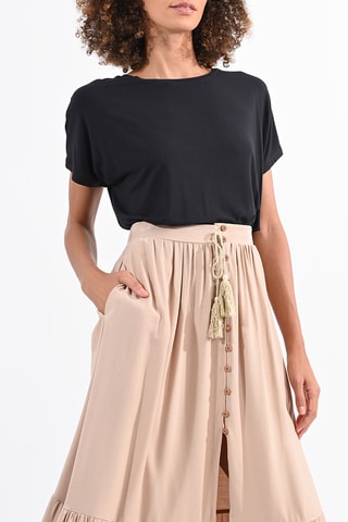 Falda larga de talle alto - Beige - Molly Bracken