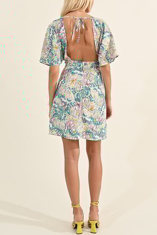 Abito a trapezio - Bianco e verde chiaro - Lili Sidonio