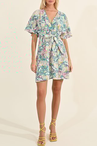 Abito a trapezio - Bianco e verde chiaro - Lili Sidonio