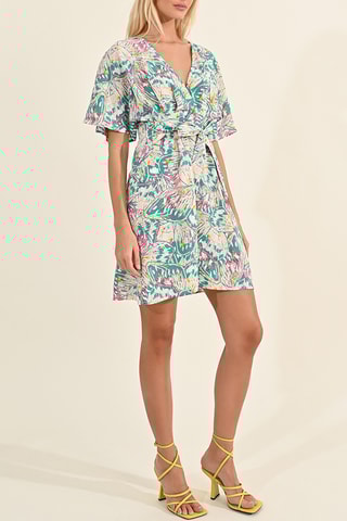 Abito a trapezio - Bianco e verde chiaro - Lili Sidonio