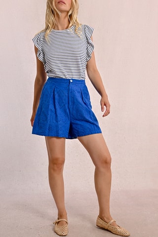 Short con bordado inglés - Azul cobalto