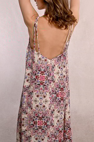 Vestido largo - Crudo y rojo