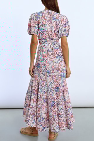 Vestido largo - Azul y naranja