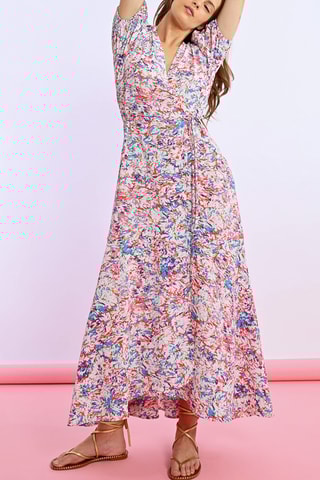 Vestido largo - Azul y naranja