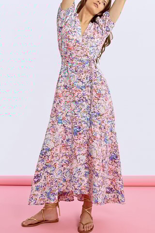 Vestido largo - Azul y naranja