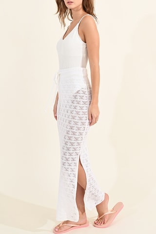 Falda larga de talle alto - Blanco - Molly Bracken