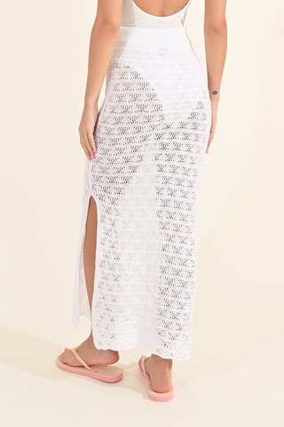 Falda larga de talle alto - Blanco - Molly Bracken