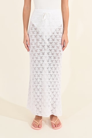 Falda larga de talle alto - Blanco - Molly Bracken