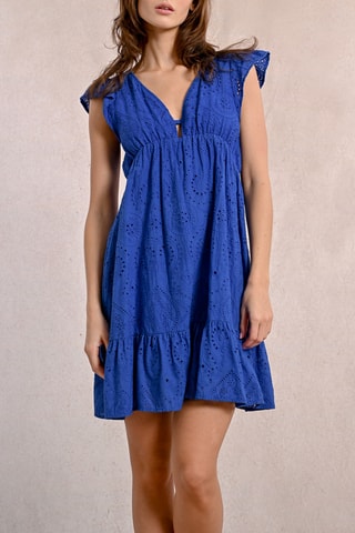 Skaterjurk met Engelse Borduursels - Kobaltblauw