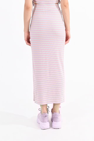 Falda larga de talle alto - Violeta y blanco - Lili Sidonio