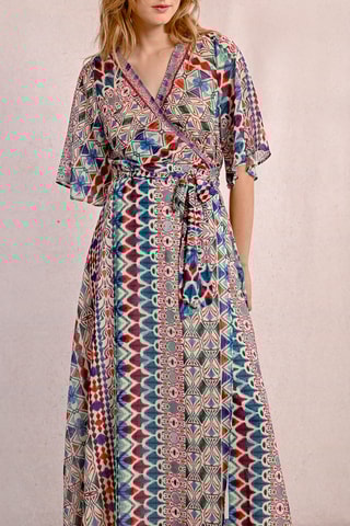 Robe portefeuille - Blanc et bordeaux