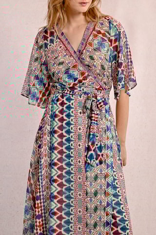 Robe portefeuille - Blanc et bordeaux