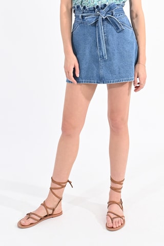 Falda vaquera de talle alto - Celeste - Molly Bracken