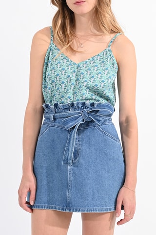 Falda vaquera de talle alto - Celeste - Molly Bracken