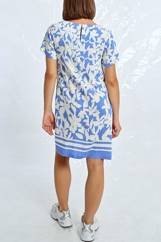 Vestido recto - Blanco y azul cobalto