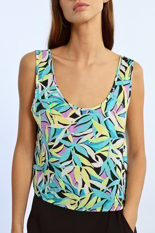 Top - Turquoise et jaune