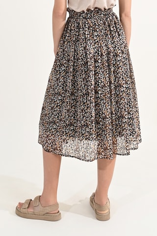 Falda midi - Negro y marrón claro - Molly Bracken