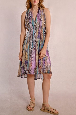 Trapezium Jurk - Lichtpaars en lichtgroen