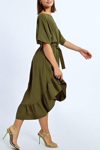 Vestido avolantado - Caqui