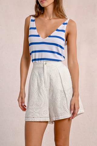 Short con bordado inglés - Blanco