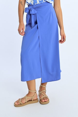 Falda cruzada de talle alto - Celeste