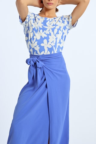 Falda cruzada de talle alto - Celeste