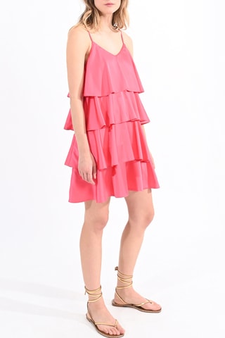 Jurk met Ruches - Koraalrood - Molly Bracken