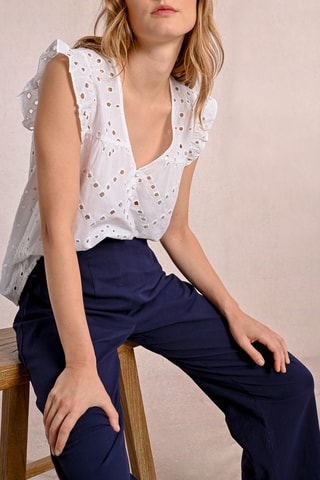 Blusa con bordado inglés - Blanco