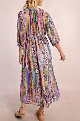 Lange Jurk - Paars en Beige