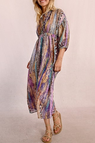 Lange Jurk - Paars en Beige