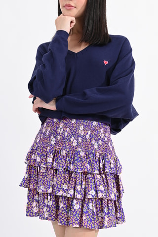 Minifalda avolantada de talle alto - Azul marino - Lili Sidonio