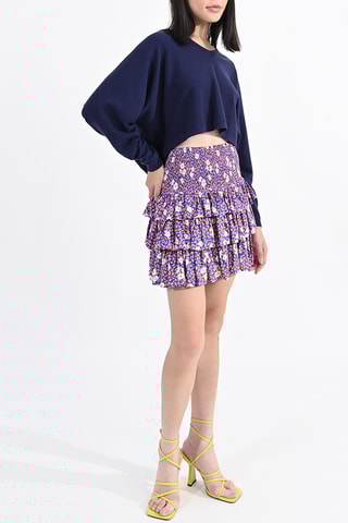 Minifalda avolantada de talle alto - Azul marino - Lili Sidonio