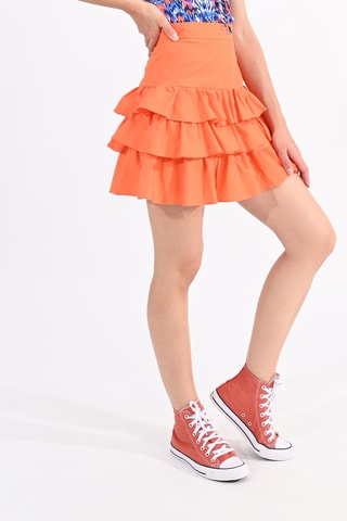 Falda avolantada de talle alto - Naranja - Lili Sidonio