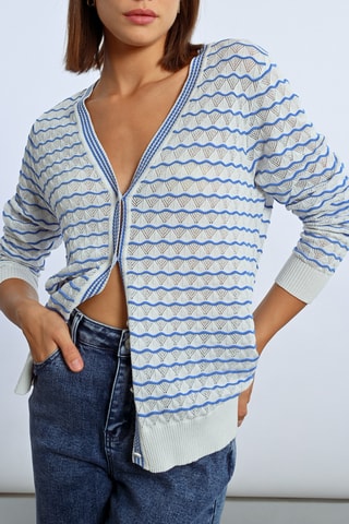 Vest - Hemelsblauw en Ecru