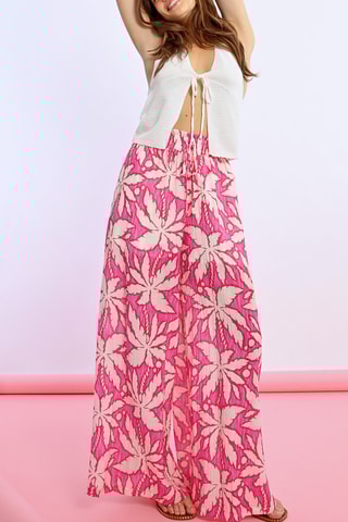 Pantalón de tiro alto - Rosa y blanco