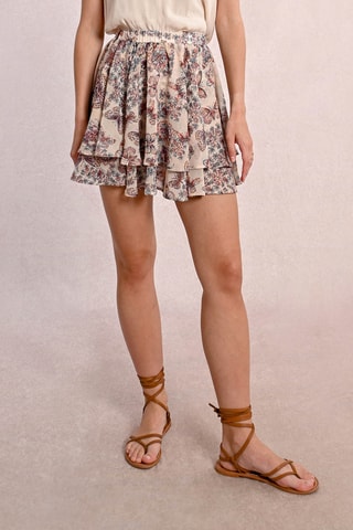 Falda avolantada de talle alto - Beige