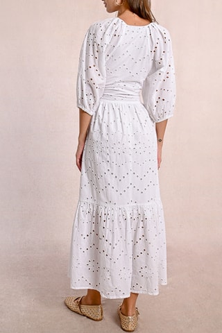 Lange Jurk met Engelse Borduursels- Wit