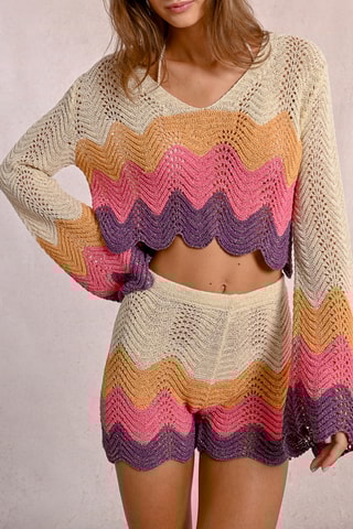 Crop top y short - Beige